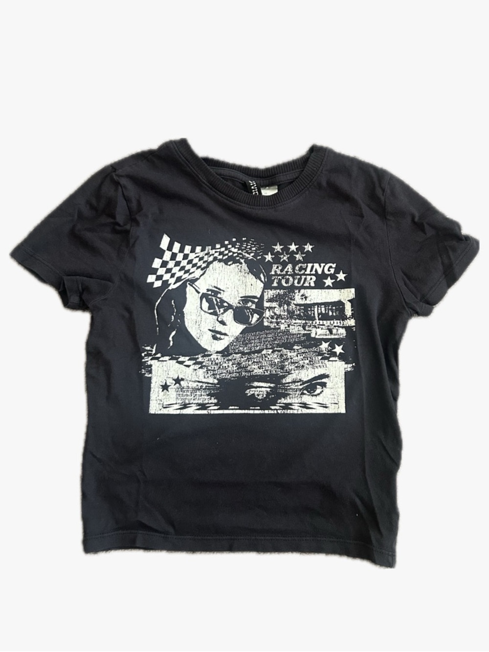 H&M Black Racing Tour Graphic Tee